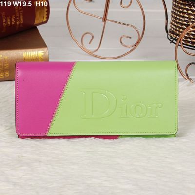  Christian Dior High End Flap Lime-peach Patchwork Leather Wallet For Girls 