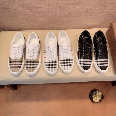 Spring Top Sale Burberry Cowhide Leather Vintage Check White Sole Sneakers Black/White/Beige Mens Shoes USA