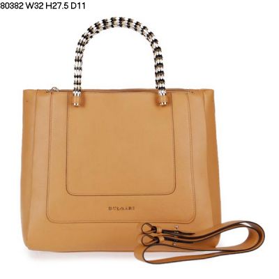 Top Quality Bvlgari Serpenti Women's  Bag Two Internal Small Open Pockets Apricot Tote Calfskin Leather 