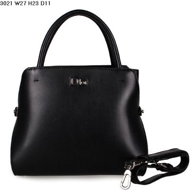 Medium Women's Dior A-shape Smooth Leather Black  Tote Bag Silver Zipper Top Handle 