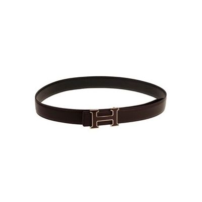 Hermes Two-tone H Buckle Dark Brown Reversible Grained Leather Strap Male Copy Belt Online