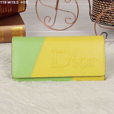 Christian Dior Best Price Bi-color 19.5CM x 10CM Flap Wallet Chartreuse & Yellow