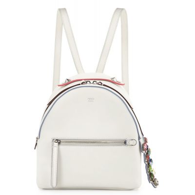 Spring Fendi Mini Colorful Crystal Croc-Tail Double Zipper White Fake Backpack For Girls Online 