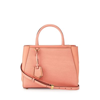 Fendi 2Jours Pink Cross Veins Leather Extensible Gusset Mini  Shopping Totes Tone-on-tone Enamel Bar 