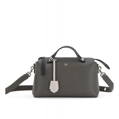  Ladies Fendi Small Grey By The Way Black Handle Zipper Boston Bag Narrow-shaped Trimming 8BL1245QJF03BL