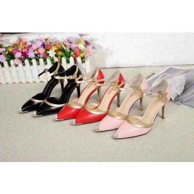 Trendy Dior Red/ Pink/ Black 9CM High-heeled Spangle Cowhide Leather Insole Buckle Clasp Shoes Summer