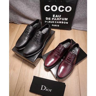 2017 Designer Dior Laces Up Burgundy/Black Brushed Calfskin Derby Stitching Breathable Shoes For Men Discount