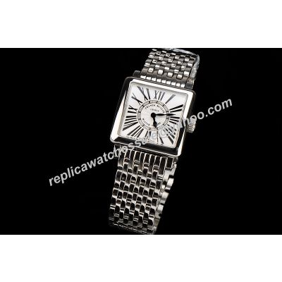 Franck Muller 6000 H SC CODR Master Square Women Special All White Gold Counterfeit 43mm Watch FM005