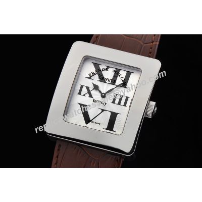 Womens Franck Muller 35mm Infinity Reka 18k White Gold Square Case Watch 