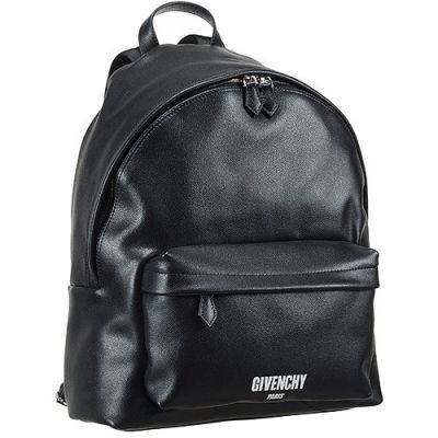 High Quality Givenchy Double Pull Zipper Front Logo Black Leather Backpack