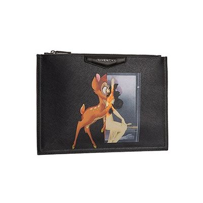 Givenchy Women's Antigona High Quality Chic Printed Bambi Pattern Black Clutch Bag