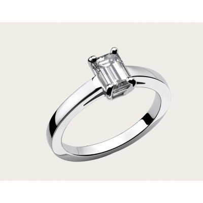 Superior Quality Bvlgari Griffe Solitaire Platinum Emerald Cut Diamonds Wedding Ring  Good Comments AN853572
