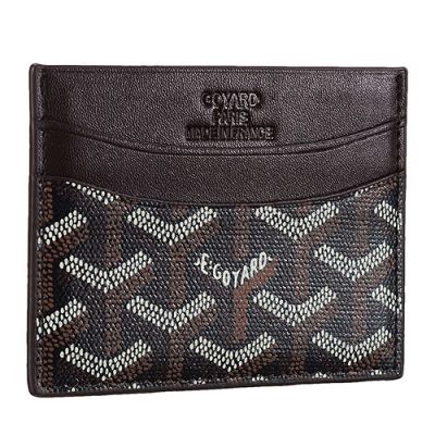 High Quality Goyard Saint Sulpice Card Holder Wallet Chocolate Leather Cheap Online