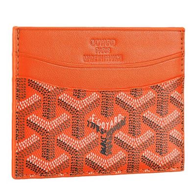 Reputable Goyard Saint Sulpice Orange Leather Card Holder Pocket 