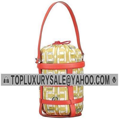 High Quality Hermes Musardine Red Leather Interlocking Pattern Yellow Silk Bucket Bag In Canada