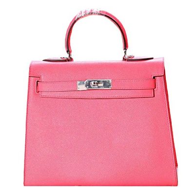 Sweet Style Pink Soft Leather Hermes Kelly Silver Buckle A-shaped Wide Base Flap Totes 