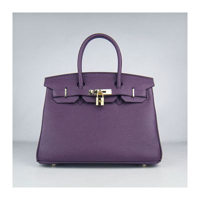  Cheapest Purple Women's Hermes Birkin Narrow Top Golden Lock Top Handle Tote Bag Online 