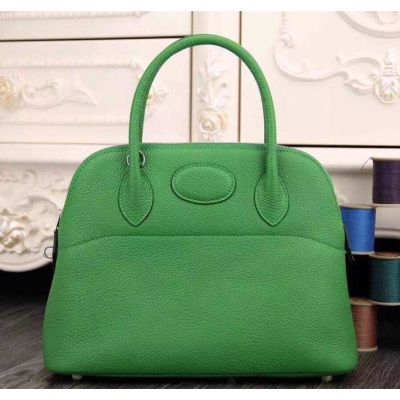 2018 Fashion Hot Selling Hermes Bolide Light Green Grained Togo Leather Zipper Tote Bag For Womens 