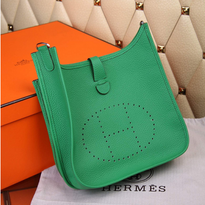 Hermes Logo Perforated Plaque Ladies Evelyne III Togo Leather Crossbody Bag Green Online Store