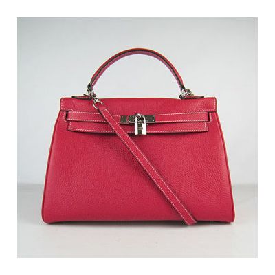 Hermes Kelly 32CM High End Top Handle Togo Leather Red Shoulder Bag Silver Buckle Replica
