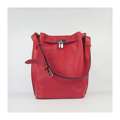  Vintage Red Togo Leather Hermes So Kelly H056304CK9T 28CM Shoulder Bag Silver Key & Lock  