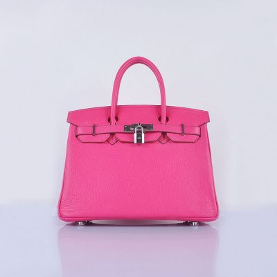 Hermes Birkin Most Popular Rose Togo Leather Silver Lock Belt Flap Handbag 30CM For Girls 