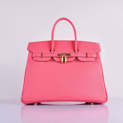 Hermes Birkin 35CM  Togo Leather Fashion Pink Narrow Top Handle Lace Flap Tote Bag  