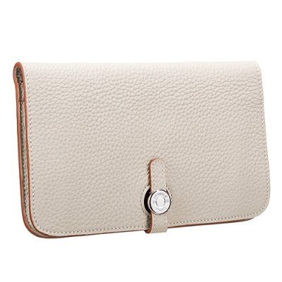 Most Fashion Hermes Dogon Ladies Grained Leather Wallet Silver Buckle Beige Long In Paris 