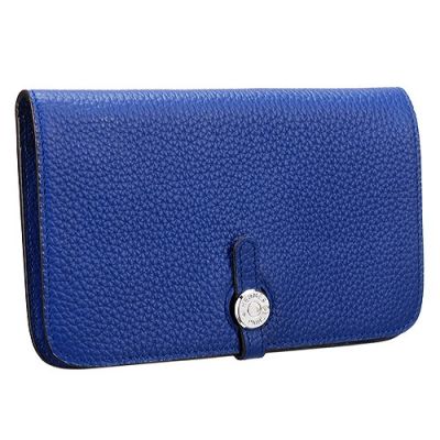 Hot Selling Hermes Dogon H043070CK7T Dark Blue Ladies Bi-fold Wallet Central Slim Flip-over Flap  