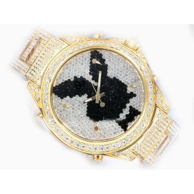 Ladies Jacob & Co Five Time Zone Playboy  Full Diamonds Bracelet Gold Watch 