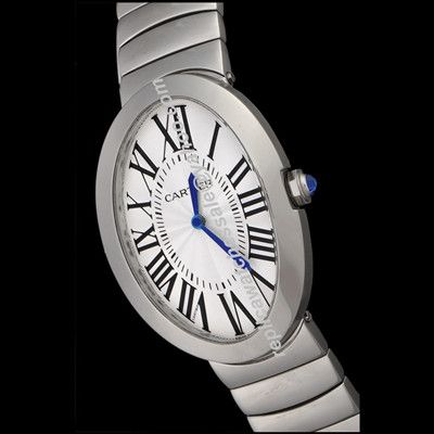 Cartier Baignoire W8000006 Quartz Oval Roman Face Stainless Steel Bracelet Lady 32mm Watch Rep 