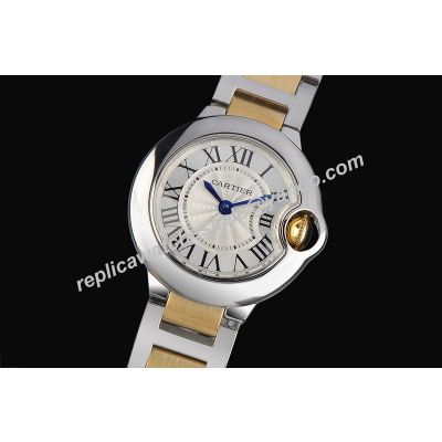 Ballon Bleu de Cartier W2BB0022 Men's No Date ss Case Gold Crown Watch 