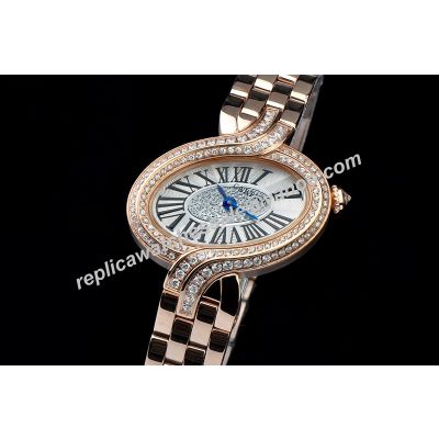 Cartier Diamond W8100003 Delices 18k Rose Gold Case Ladies Watch Fake KDY060 