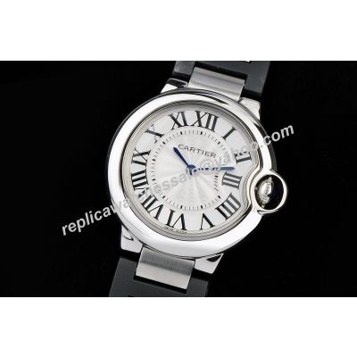Ballon Bleu de Cartier Black PVD Steel Band White Gold Quartz Watch 