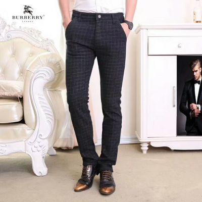 High Quality Burberry Office Style Male Fashion Check Black Cotton Pants & Trousers Sale UK