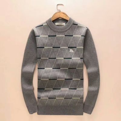 Burberry Pinstrip Detail Logo Embroidery Fall Popular Guy Gray Wool Crewneck Swearter Prices In India