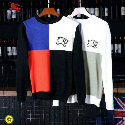 Best Burberry Multicolor Colorblock Winter Crewneck Cashmere Sweater For Mens Online India Replica 