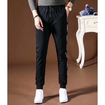 Good Price Fendi Karlito Details Male Black Cotton Tie-waist Relaxed-fit Jogging-style Pants With Pocket 