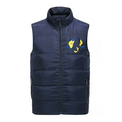 Good Reviews Fendi Bugs Eyes Embroidery Mens Winter Sleeveless Blue Warm Zipper Vest For Sale 