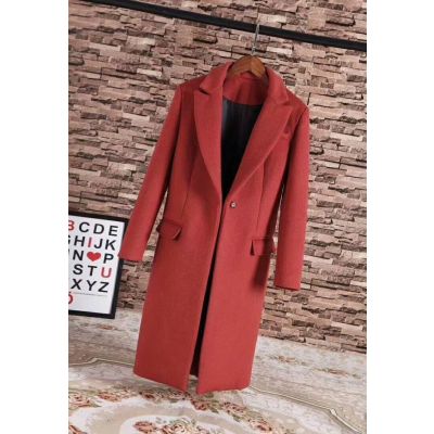 Hot Selling Womens Winter Burberry Long Wool Flap Pocket Red Outerwear Fashion Tailored Coat Online 
