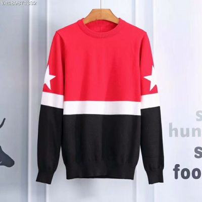 Fall Most Fashion Givenchy Star Motif Soft Cotton Tri-color Crew-neck Jacquard Sweater For Boys 