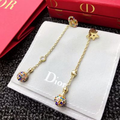 Stylsih Christian Dior La Petite Tribale Star Colorful Crystals Charm Diamonds Drop Gold-tone Earrings s In 2018