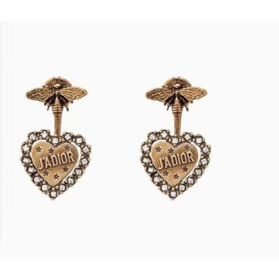 Top Sale Dior L'amour Avenir Ladies Brass J'adior Pattern Heart Bee Diamonds Earrings For Sale E0923LAVCY_D908