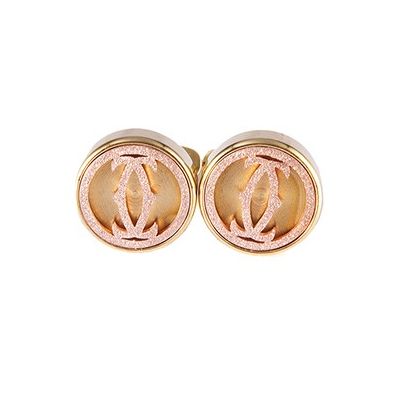 Cartier Best Sale Cartier Yellow Gold Plated Cufflinks Engraved Rose-Gold Logo Stylish Style 