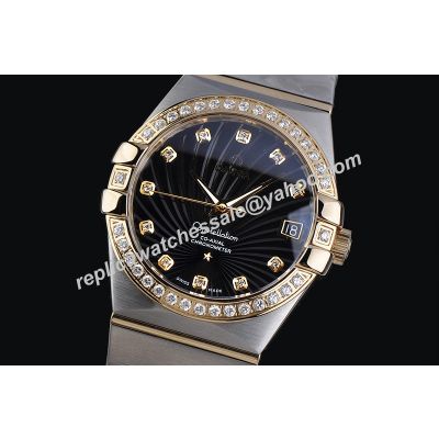 Omega Constellatio Diamond Set Ref 123.25.31.20.53.001 Two-tone SS  Ladies Watch 