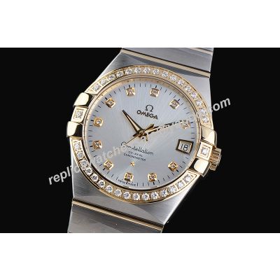 Omega Constellation 123.20.35.20.52.001 Diamonds Rose Gold 35mm  2-Tone Bracelet Watch 