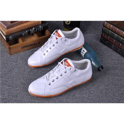 Men's Hermes Comfortable White Calfskin Leather Lace-up Sneaker Skidproof Rubber Outsole Loafers UK  