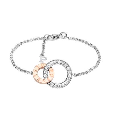 Piaget Possession Ladies' Diamonds Bracelet Double Circle Link Silver Rose Gold Plated Elegant Style Jewelry G36P8300