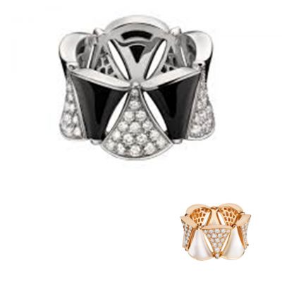 Bvlgari Divas'dream AN856775 Jewels White/Rose Gold Diamonds Ring Classy Sector Design