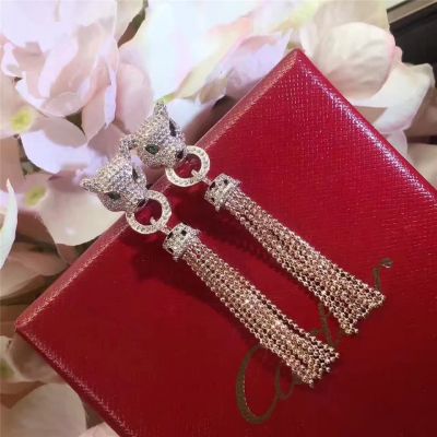 Panthere De Cartier Ladies' Crystals Drop Tassel Earrings Emerald Eye Sexy Style Valentine Gift Jewelry 